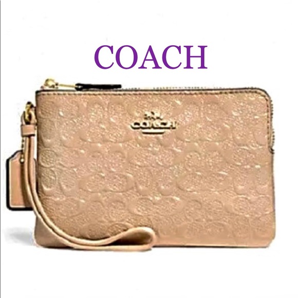 🦋COACH Authentic Signature Leather Wristlet/Wallet cream/biege color *preowned - Picture 9 of 9